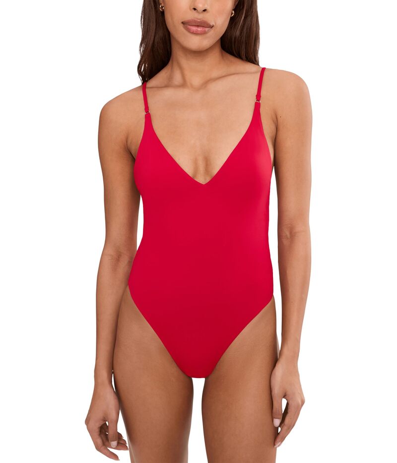 シーフォリー レディース 水泳着 上下仕掛ける Vのど首 Seafolly Ecollective V-Neck One-Piece Cosmo Red 赤いこと