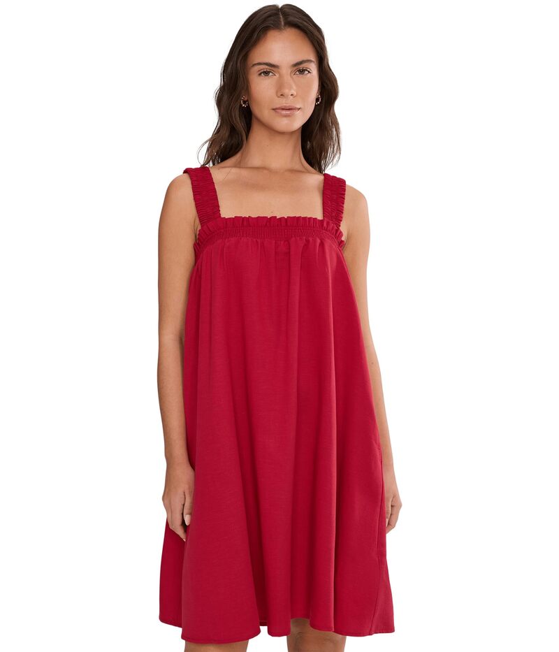 シーフォリー レディース トップス ワンピース ミニ Seafolly Beach Edit Gathered Band Mini Dress Cosmo Red レッド｜ReVida 店
