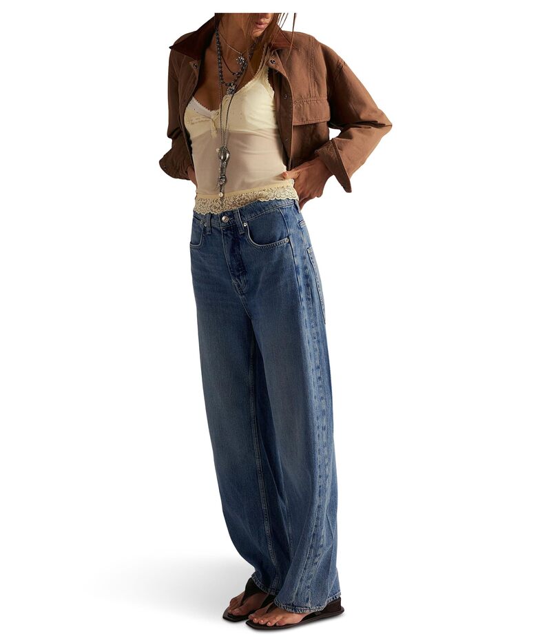 フリーピープル レディース ボトムス ジーンズズボン下 デニム Free People We The Free Truro Baggy Puddle Jeans Water Stoned Blue 青色