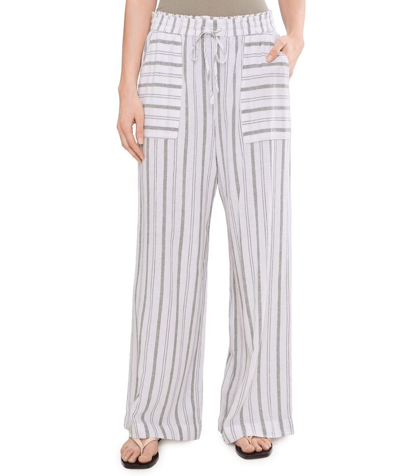 スプレンディット レディース ボトムス 心地よいズボン下 リネン Splendid Stella Linen Trim Pants Eucalyptus/White 白いこと