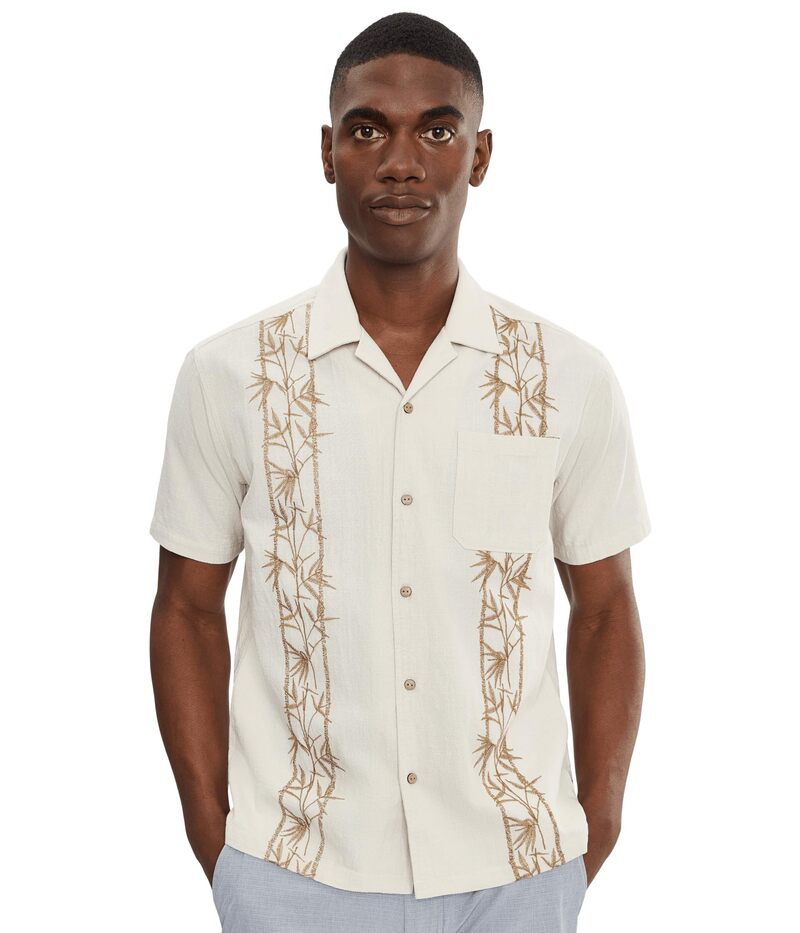 ハーレー メンズ トップス シャツ 刺繍 Hurley Sano Camp Embroidered Short Sleeve Bone|ReVida 店