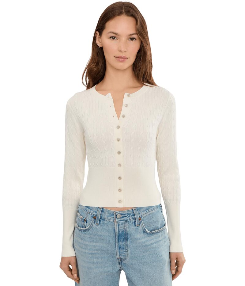 525 亜米利加 レディース アウター 編み物・スウェーター ジレー 525 america Monroe High Rib Cable Cardigan Egret
