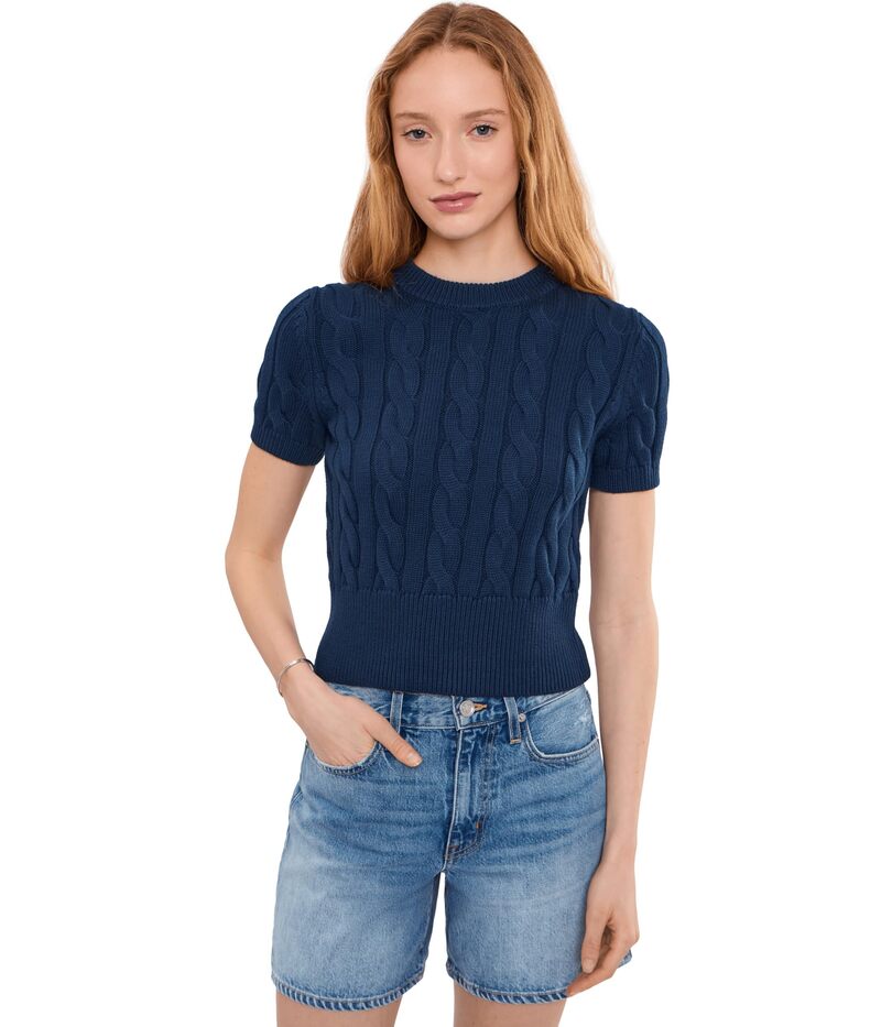 525 亜米利加 レディース アウター 編み物・ティーシャツ 労働者の一団のど首 525 america Sky Cable Crew Neck Pullover Dark Blue 青碧