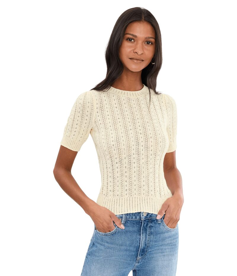 525 亜米利加 レディース アウター 編み物・スウェーター 525 americarden Pointelle Puff Sleeve Pullover Lemon Icing
