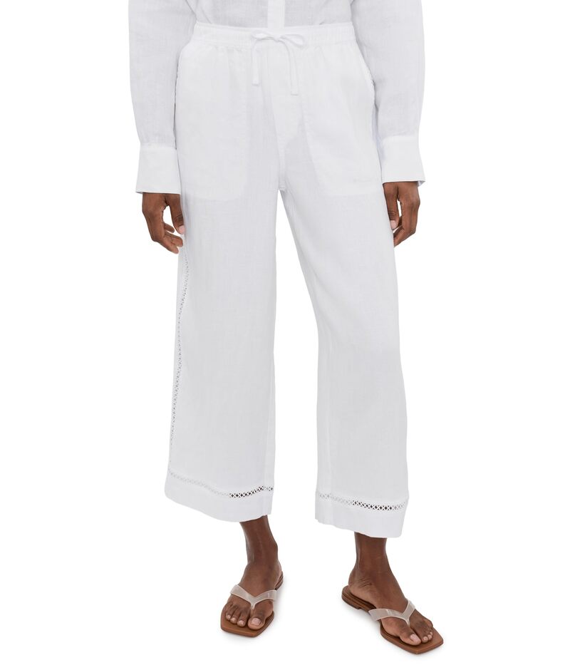 スプレンディット レディース ボトムス 心地よいズボン下 リネン Splendid Stella Linen Trim Pants White 白いこと