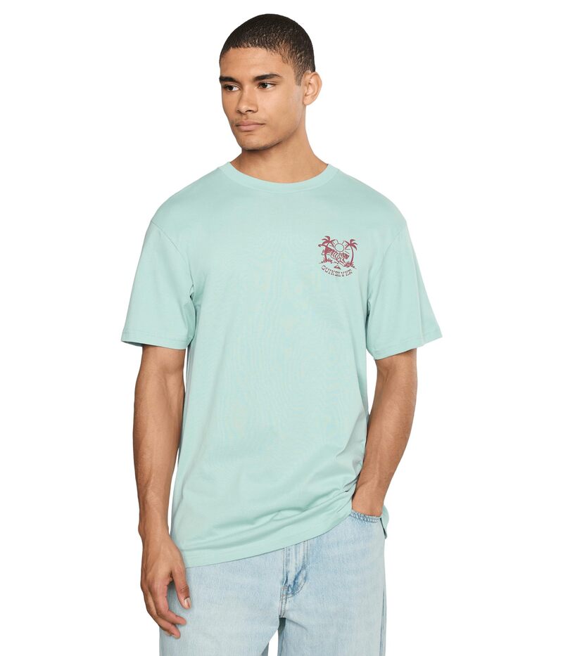 クイックしろがね色 メンズ トップス プルオーバー Quiksilver In The Wild Screen Tee Blue Haze 青碧
