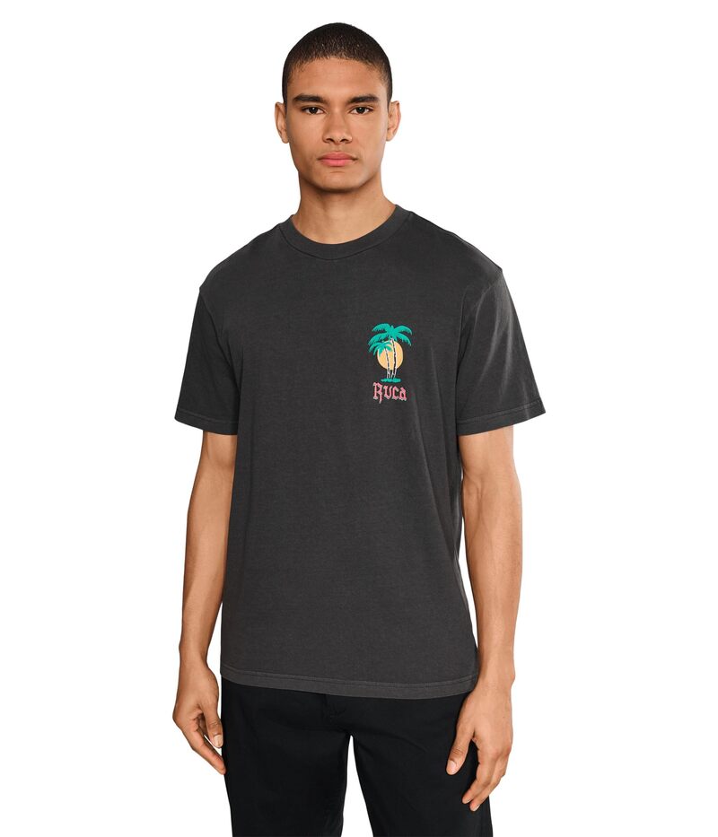 ルーカ メンズ トップス プルオーバー RVCA Frond Mural Short Sleeve Black 黒いこと