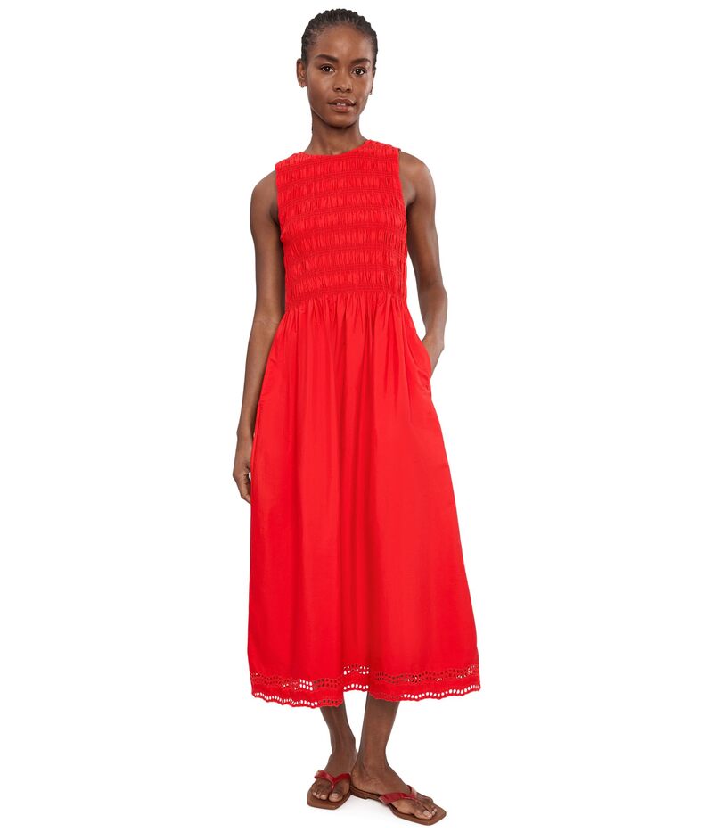 メイドウェル レディース トップス 衣装 MIDI シャーリング 刺しゅう Madewell Thembroidered Melody Smocked Midi Dress Wild Poppy