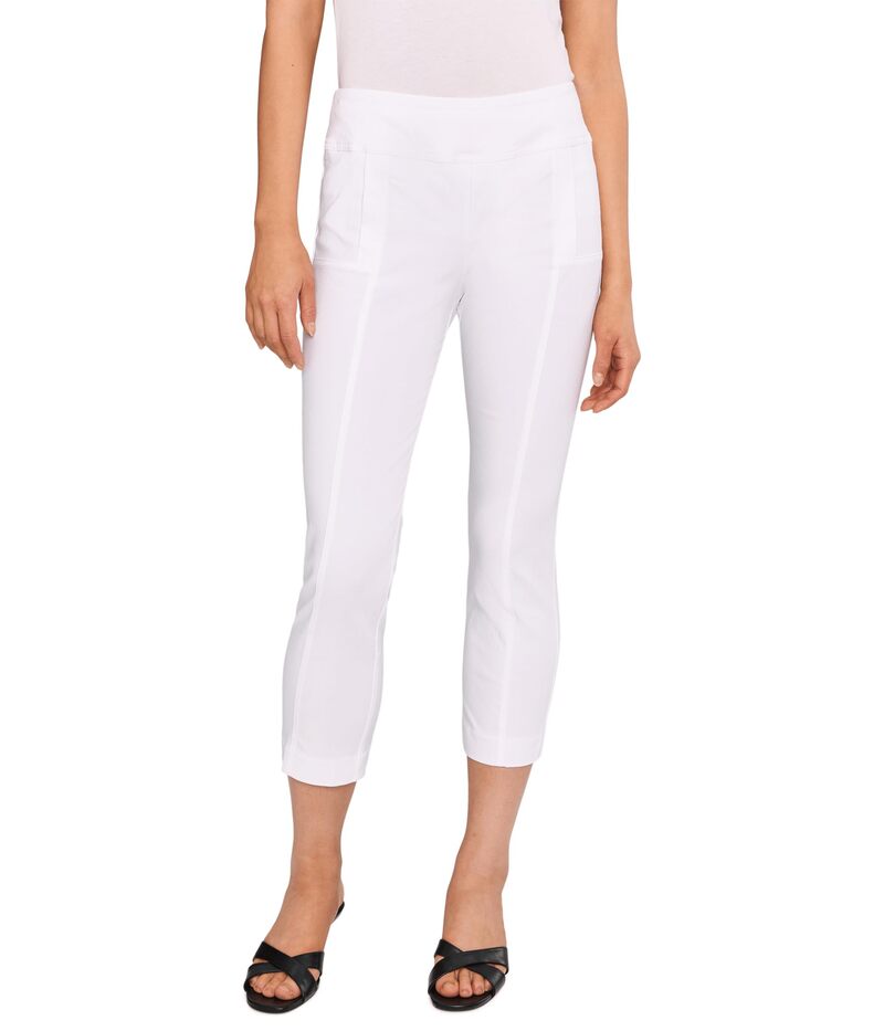 エリオットローレン レディース ボトムス 心地好いズボン下 Elliott Lauren Control Stretch Cropants with Vertical Faux Pocket Detail White 白いこと