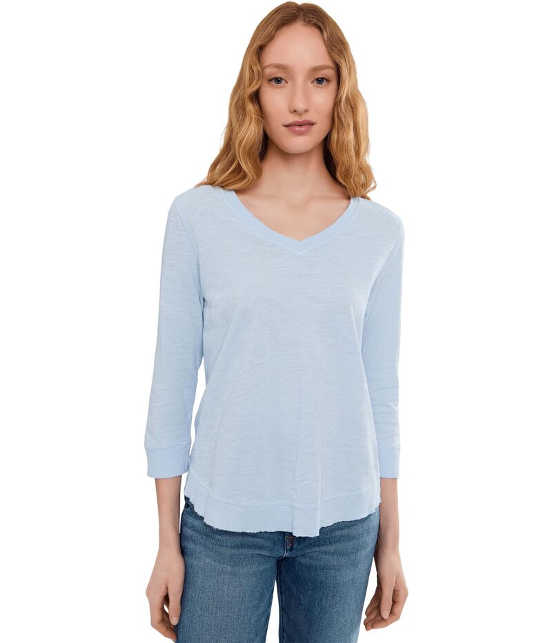 エリオットローレン レディース トップス シャツ Vネック Elliott Lauren Garment Dye Tees - V-Neck 3/4 Sleeve Tee Sky Blue ブルー｜ReVida 店 20,335円