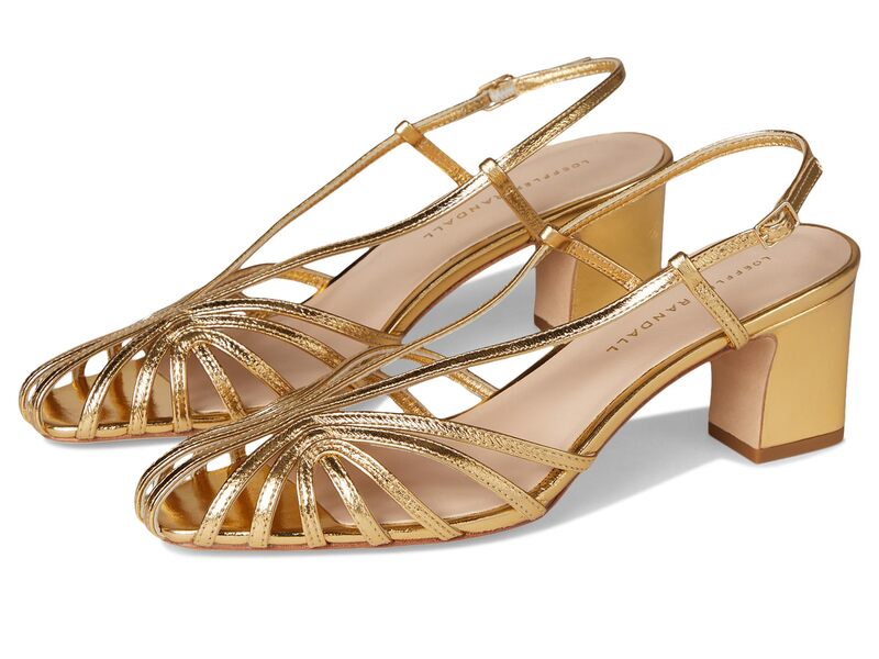 ロフラー 幽客ダル レディース シューズ 踵 サンダル Loefflerandall Priscillattice Slingback Mid Heel Sandals Gold ゴールド
