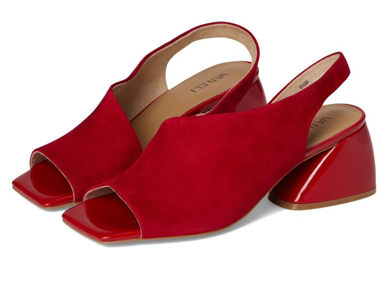 ベネリ レディース シューズ 踵 Vaneli Molke Red Suede/Patent 赤いこと