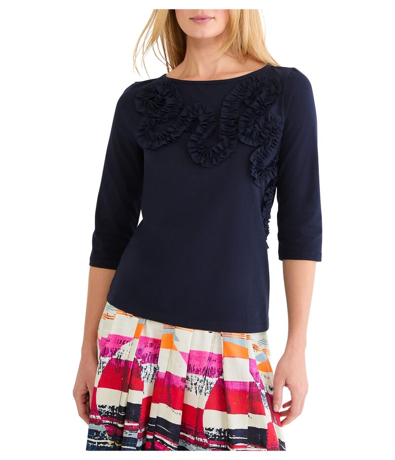 ニックプラスゾーイ レディース トップス シャツ メッシュ NIC+ZOE Mesh Applique Top Dark Indigo インディゴ｜ReVida 店