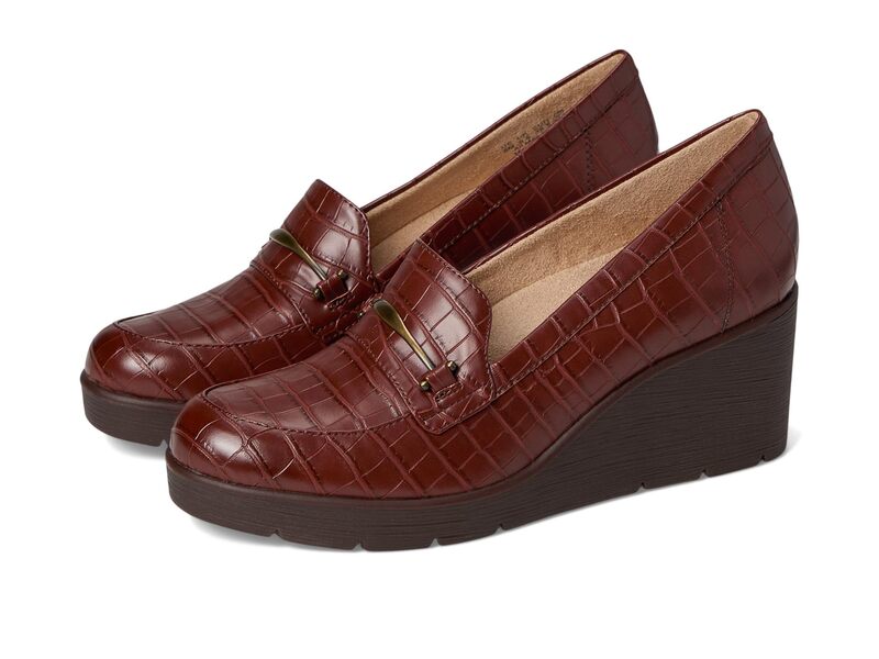 ナチュライザー レディース シューズ スリッポン・ローファー SOUL Naturalizer - Achieve Dark Brown Croco Synthetic 赤銅色