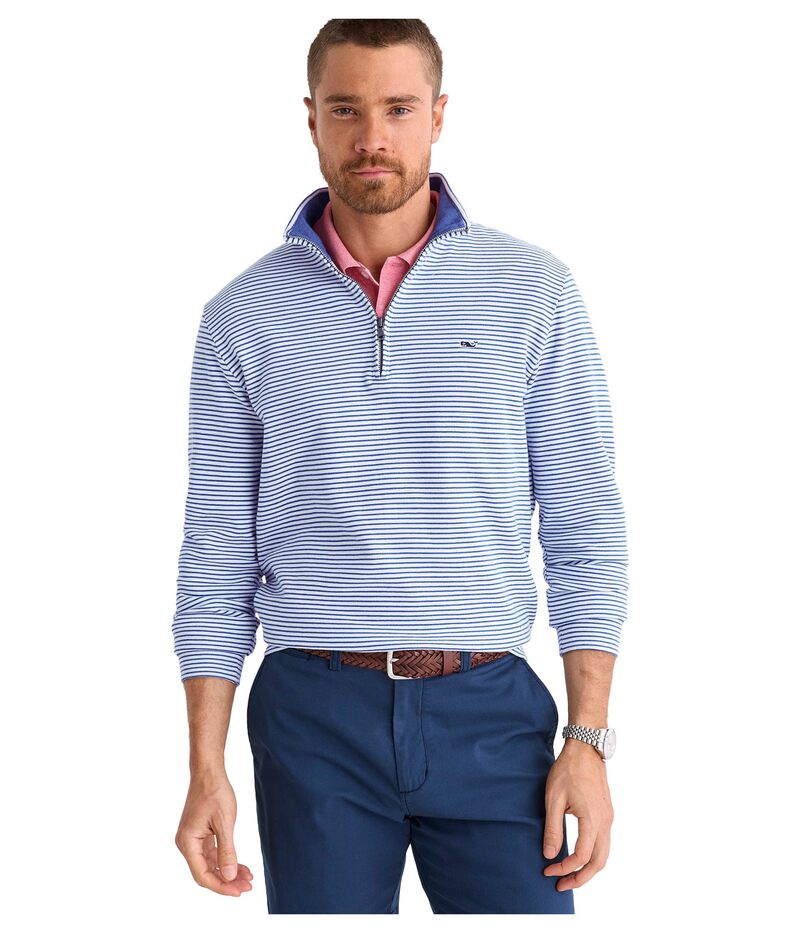 ヴァインヤードヴァインズ メンズ アウター パーカー・スウェット ハーフジップ Vineyard Vinesaltwater Quarter Zip White Bradley Stripe ホワイト|ReVida 店