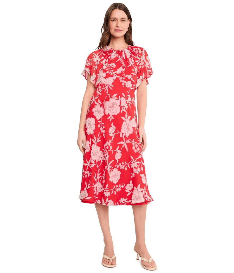 カルバンクライン レディース トップス 衣装 シフォン 御花柄 MIDI 御花 Calvin Klein Floral Chiffon Flutter Sleeve Midi Ginger Multi マルチ色合い