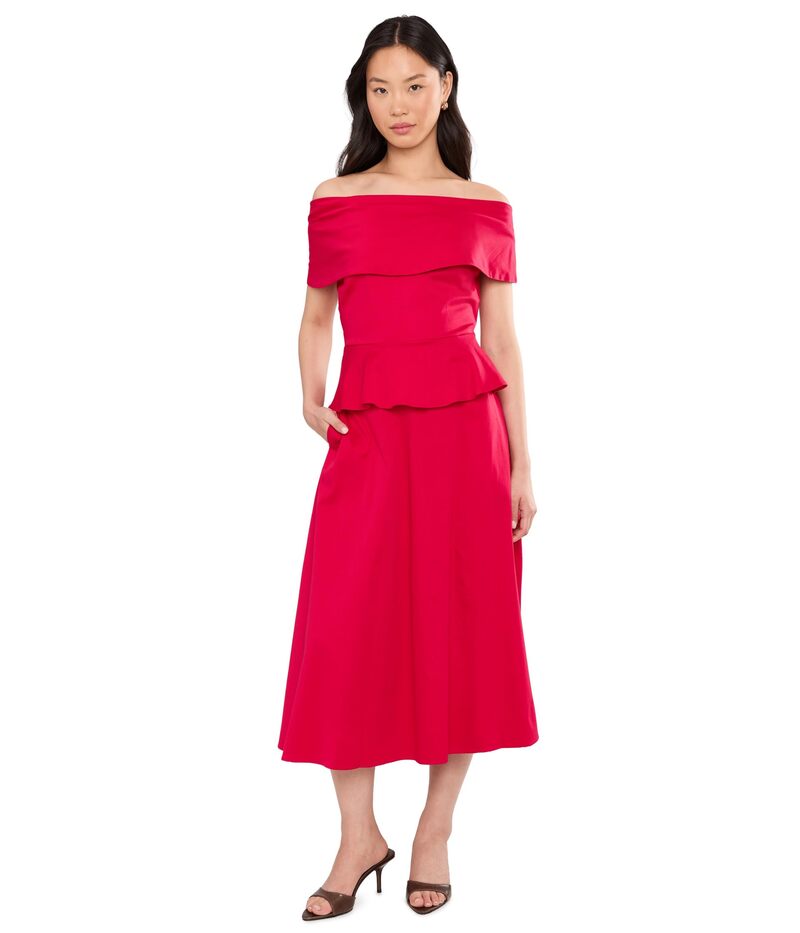 カルバンクライン レディース トップス 衣装 midi 綿織物 Calvin Klein Off-the-Shoulder Dropwaist Cotton Midi Lipstick