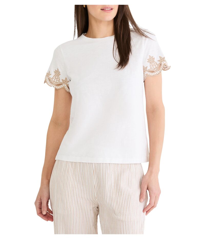 ニックプラスゾーイ レディース トップス シャツ コットン NIC+ZOE Deco Sleeve Cotton Slub Tee Paper White ホワイト|ReVida 店