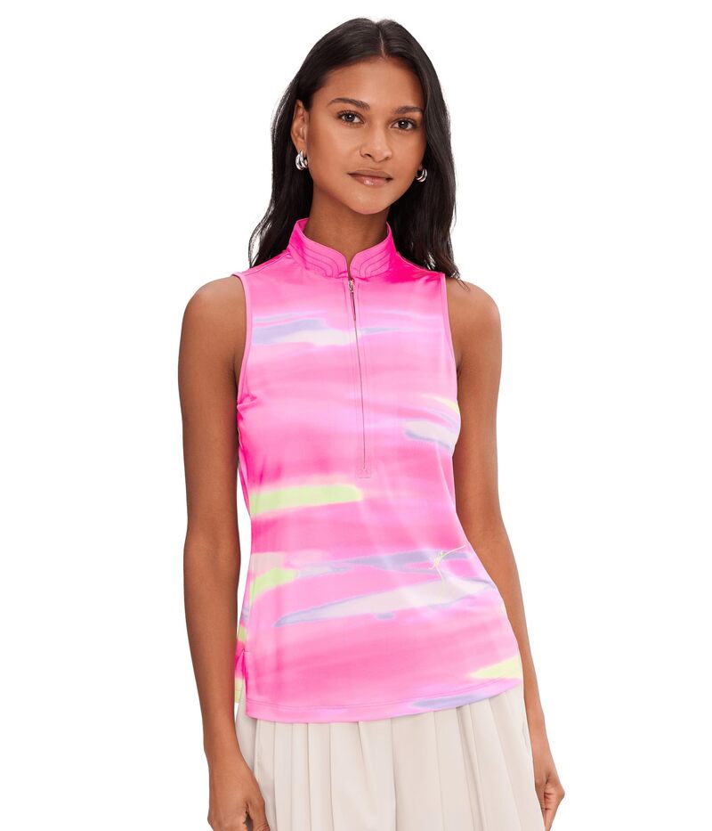 ジャイミーサドック レディース トップス シャツ ノースリーブ Jamie Sadock Painted Sunset Sleeveless Front Zipink ピンク｜ReVida 店