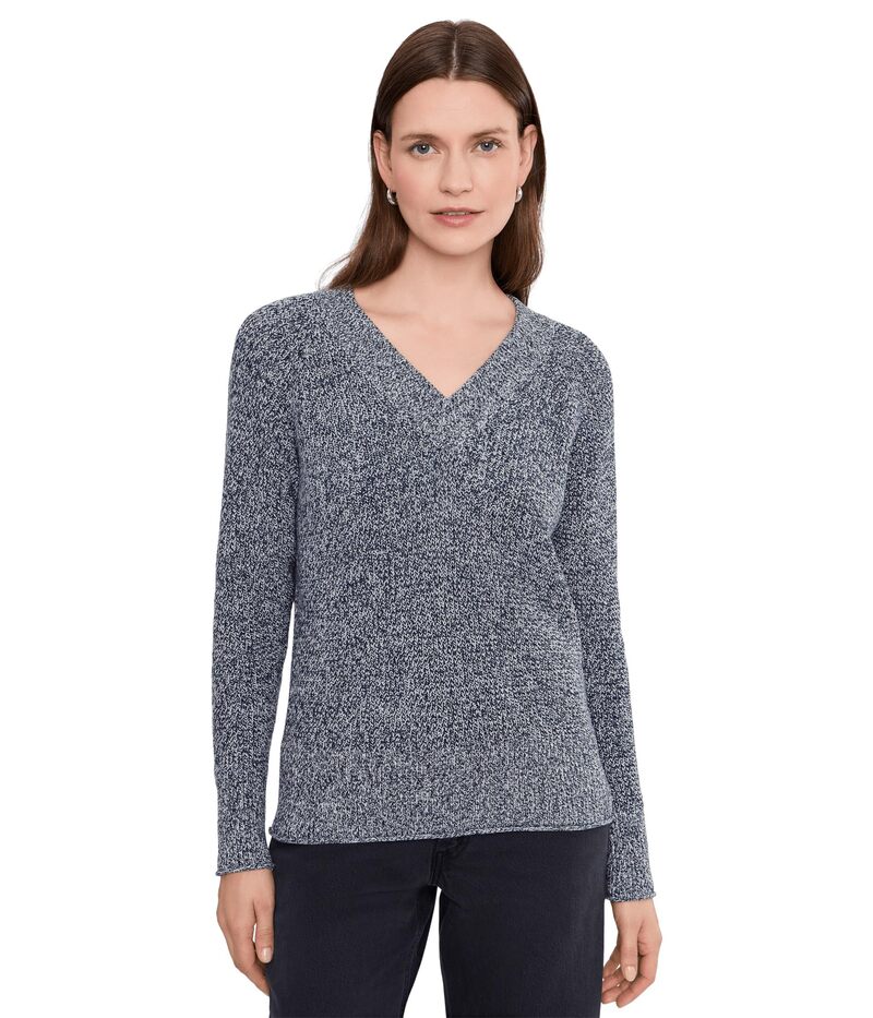 ニックプラスゾーイ レディース アウター 編み物・プルオーバー Vのど首 NIC+ZOE V-neck Shaker Stitch Sweater Indigo Mix インディゴ