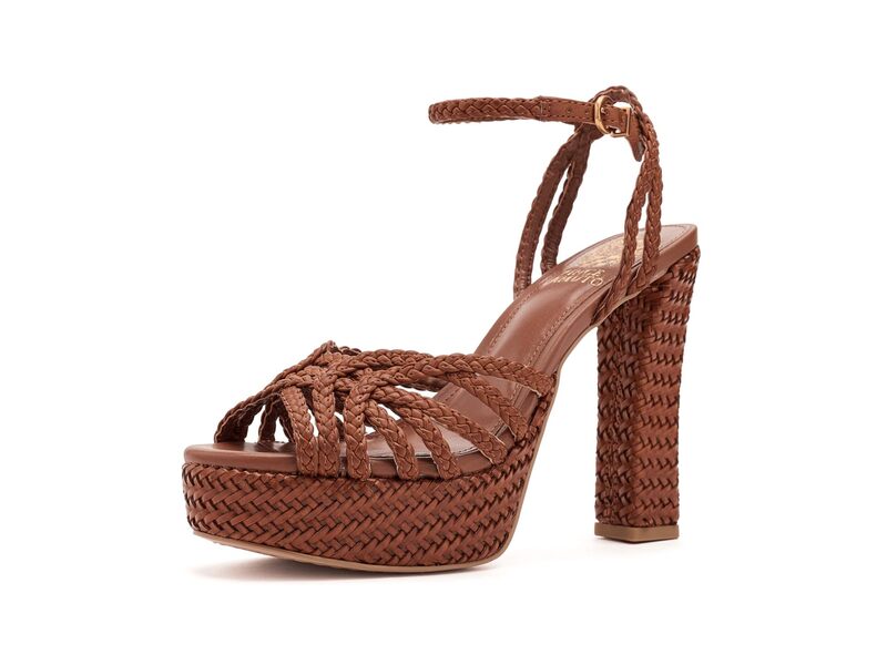 ヴィンスカムート レディース シューズ 踵 プラットホーム サンダル Vince Camuto Samlee Strappy Platform Higheel Sandals Golden Walnut