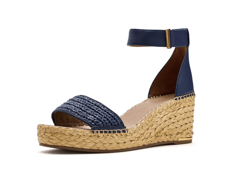 フランコサルト レディース シューズ 踵 サンダル Franco Sarto Clemens Raffia Espadrille Wedge Heel Sandals Navy Blue Raffia 米国海軍