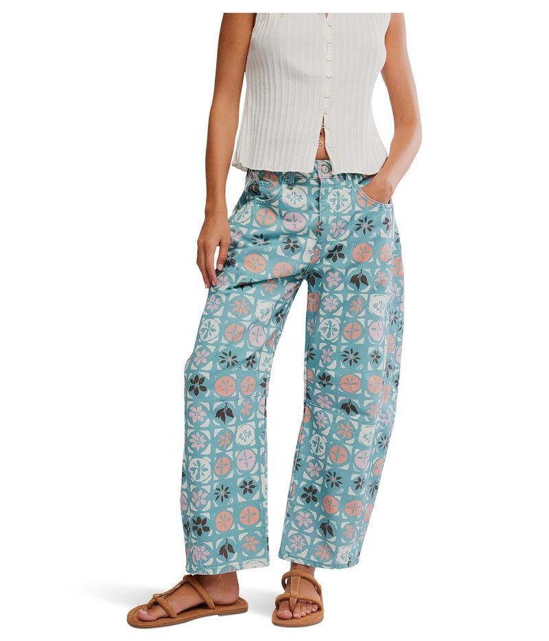 フリーピープル レディース ボトムス ジーンズズボン下 刷り上げる Free People Good Luck Printed Barrel Jade Combo/Ditsy B
