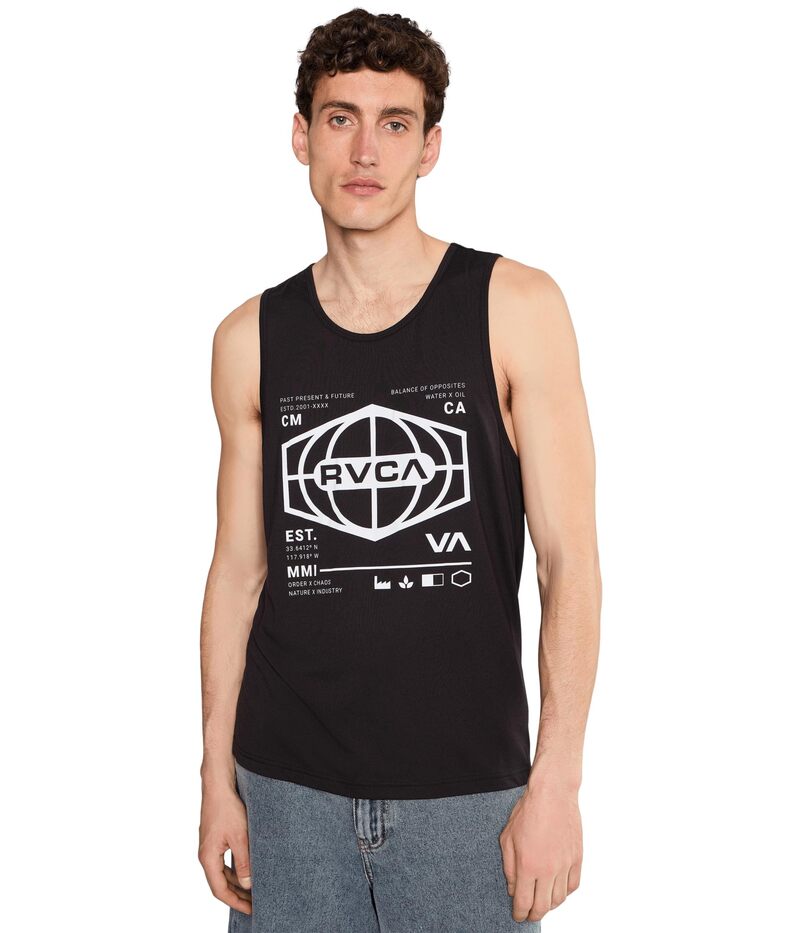 ルーカ メンズ トップス プルオーバー RVCA World Hex Tank Black 黒いこと