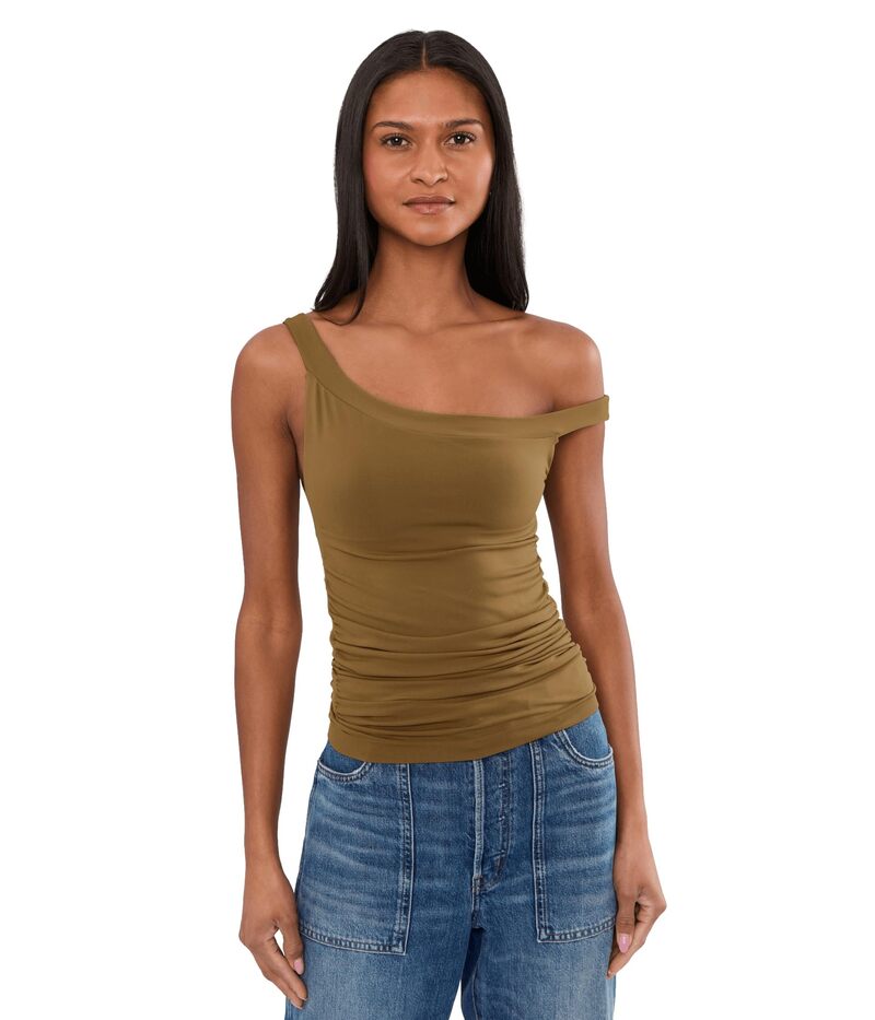 フリーピープル レディース トップス シャツ アシンメトリー Free People Round Two Asymmetrical Tank Mosswood｜ReVida 店