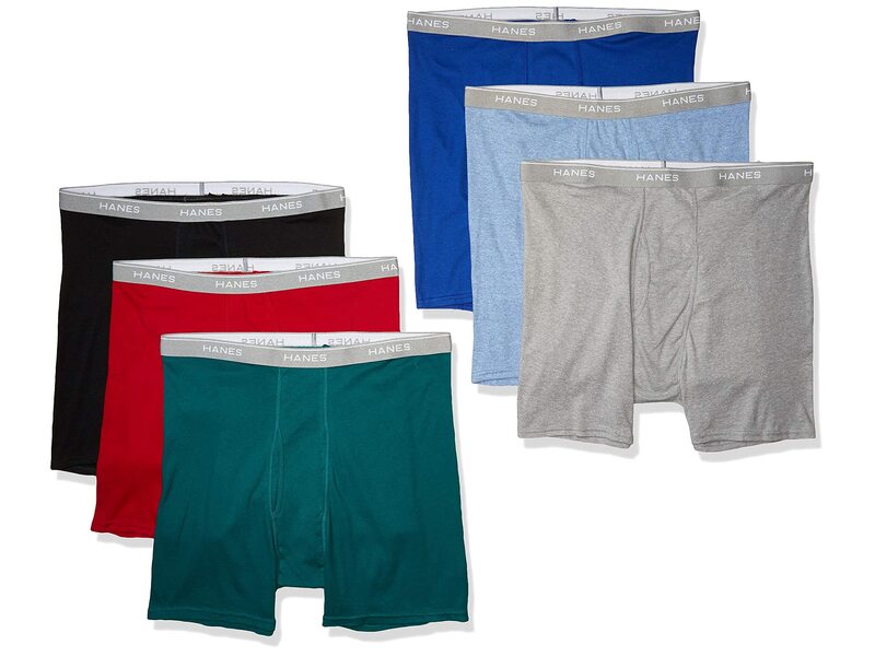 ヘインズ メンズ アンダーお召しもの ボクサーズボン下 Hanes Men\u0027s Tagless Boxer Briefs with Fabric-Covered Waistband-Multiple Packs Available 6 Pack - Assorted マルチ色合い