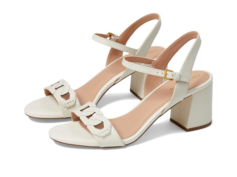 電話を掛けるハーン レディース シューズ 踵 サンダル Cole Haan Josie Chain Sandals Ivory Leather 象牙色