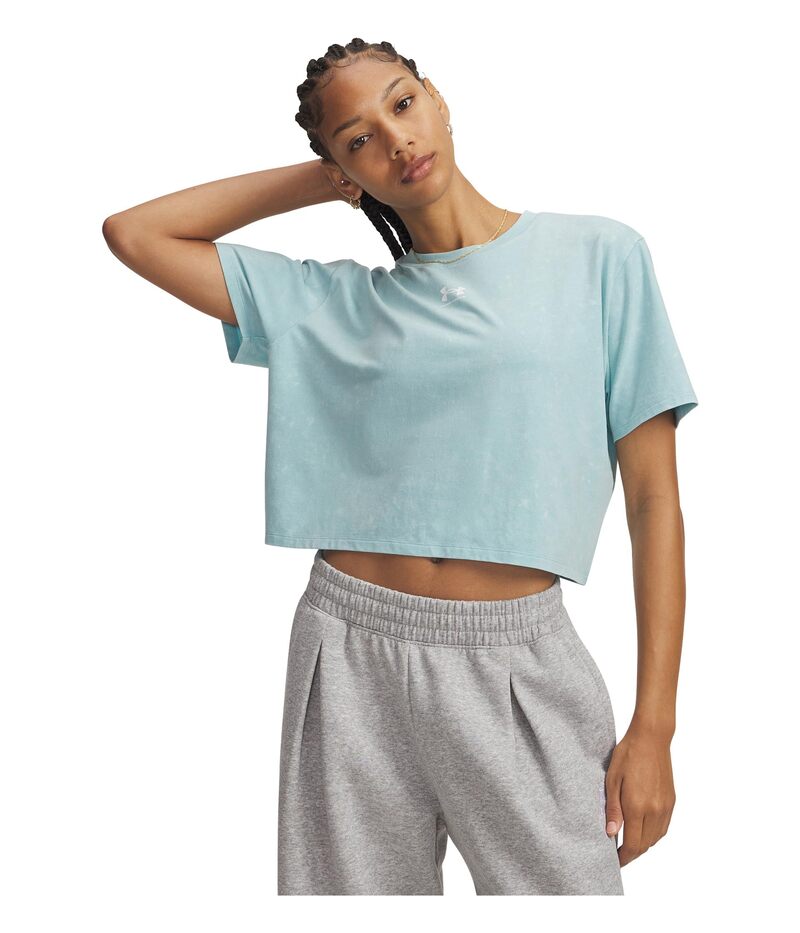 アンダーアーマー レディース トップス シャツ Under Armourival Boxy Tee Wash Blue Haze/White ホワイト|ReVida 店