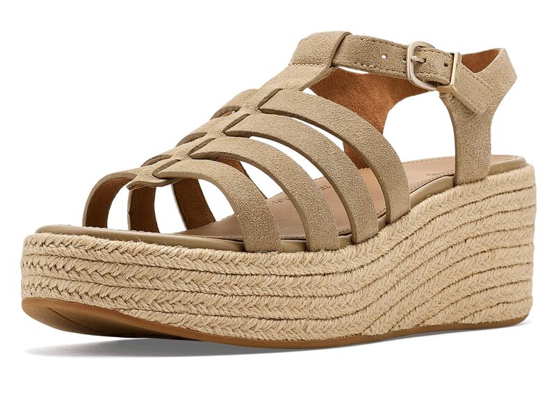 填まるフロップ レディース シューズ 踵 サンダル FitFloplatfforms Espadrille Fisherman Wedge Sandals Cappuccino