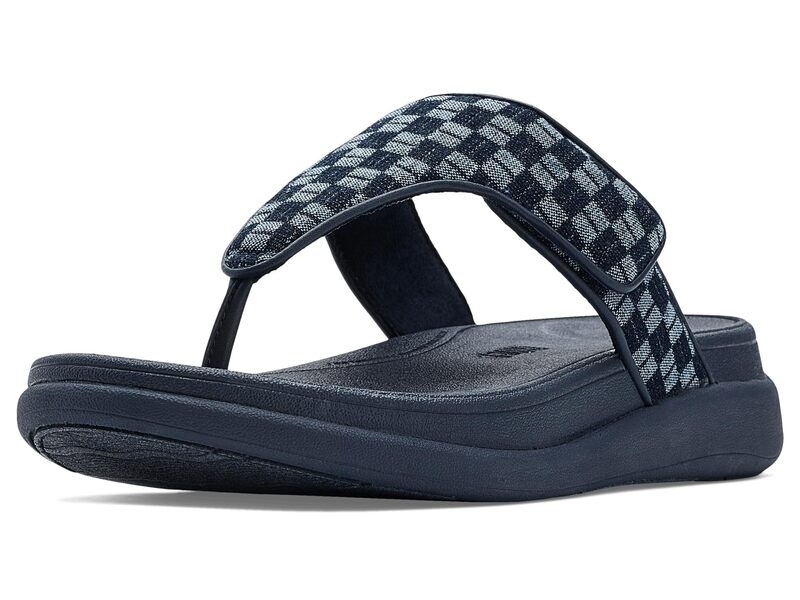 填まるフロップ レディース シューズ サンダル ジーンズ FitFlop F-Mode Go Adj. Checkerboard-Denim Toe-Post Sandals Dark Denim ジーンズ