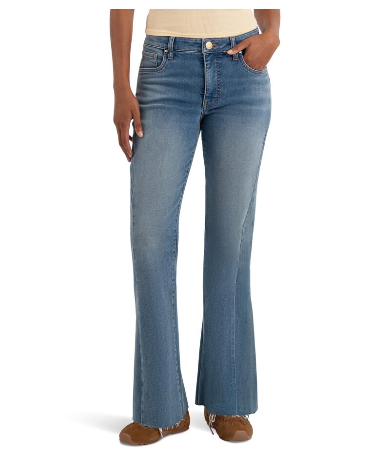 カットフロムザクロス レディース ボトムス デニムパンツ KUT from the Kloth Kelly High-Rise Kick Flare Side Inset Raw Hem Zest｜ReVida 店