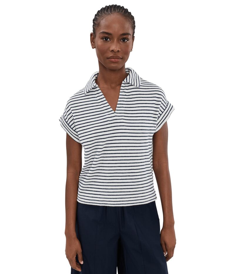 トッミーバハマ レディース トップス プルオーバー パイル Tommy Bahama Suncoast Loop Terry Stripe Polo Coconut 縞模様