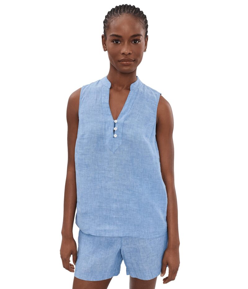 トッミーバハマ レディース トップス プルオーバー ノースリーブ Tommy Bahama Coastalina Sleeveless Popover French Blue 青色