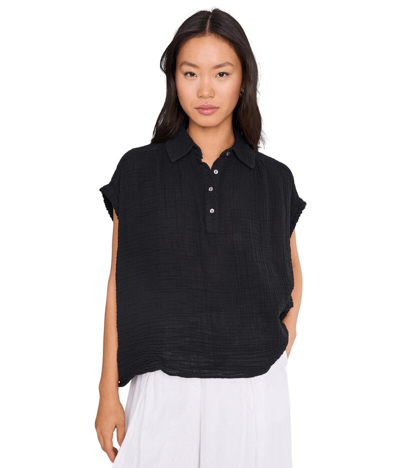 マイケルスターズ レディース トップス シャツ Michael Stars Avalon Pop Over Top Black ブラック|ReVida 店