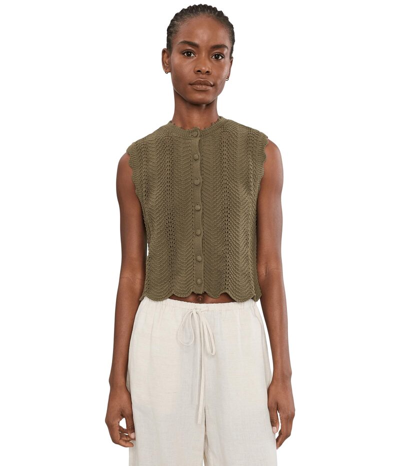 メイドウェル レディース アウター 編み物・スウェーター Madewell Kim Wavy Stitch Button Shell Faded Ivy