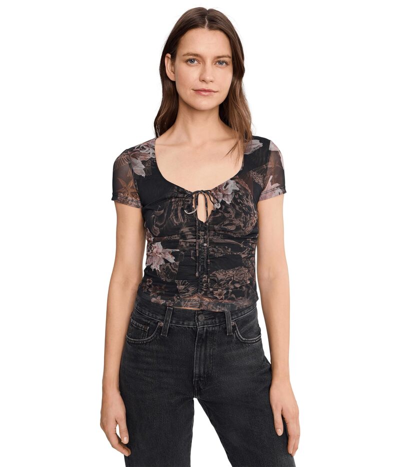 オールセインツ レディース トップス プルオーバー メッシュ AllSaints Gabby Mesh Top Crystal Black 黒いこと