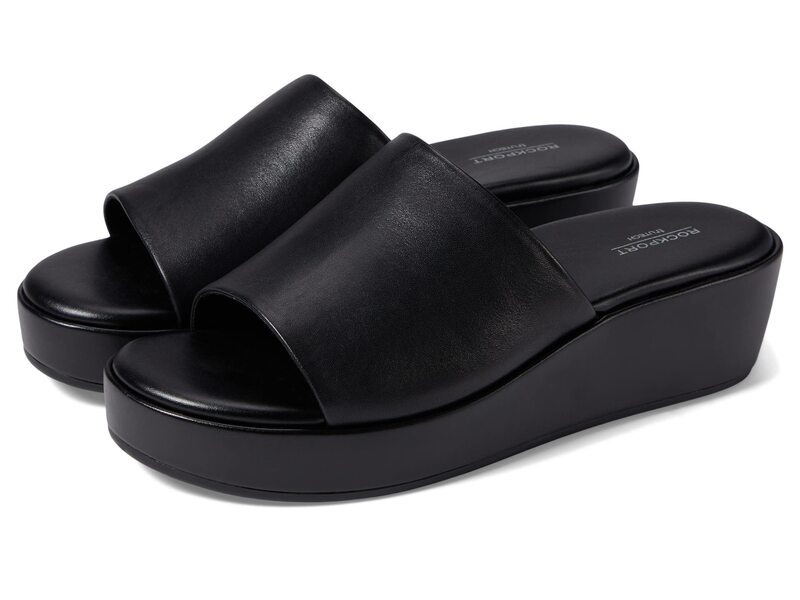 鍵を掛ける界面 レディース シューズ 踵 Rockport Aubriella Slide Black Leather 黒いこと