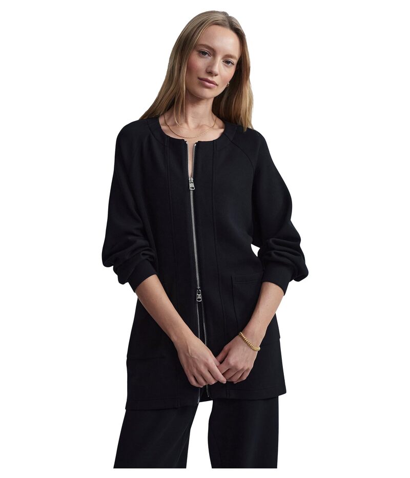 バーレイ レディース アウター 厚地の外套 フルジップ Varley Augusta Zip Through Black 黒いこと