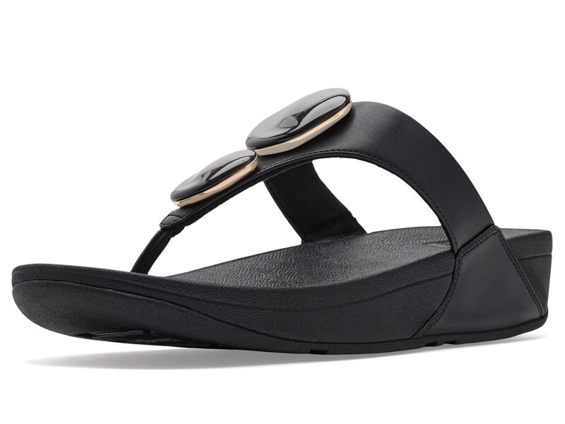 填まるフロップ レディース シューズ 踵 サンダル FitFlop Lulu Marbled-Stone Toe-Post Sandals Black 黒いこと