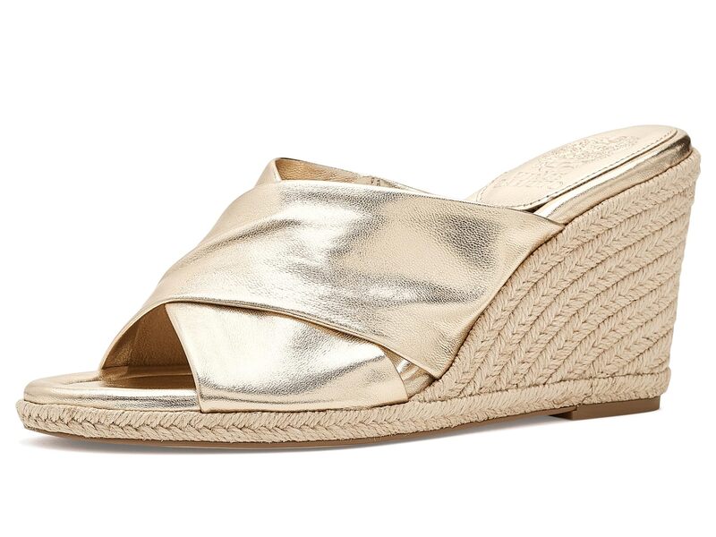 ヴィンスカムート レディース シューズ 踵 サンダル Vince Camuto Fisella Cross Band Espadrille Wedge Sandals Egyptian Gold ゴールド