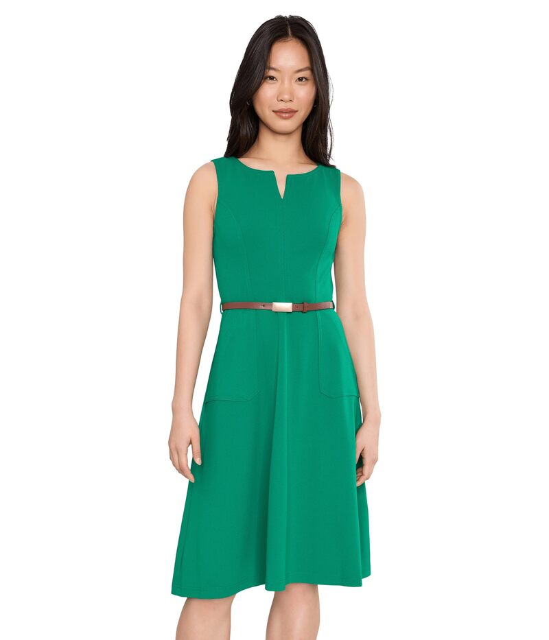 カルバンクライン レディース トップス 衣装 縮緬 A 生産ライン アクアラング ノースリーブ Calvin Klein Sleeveless Belted Scuba Crepe Aline Meadow