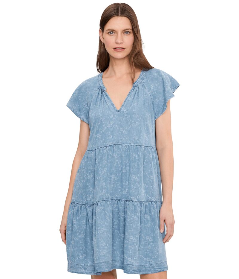 リヴァプール 天使の都市 レディース トップス 衣装 ティアード Liverpoolos Angeles Tiered Flutter Sleeve Dress Indigo Roses インディゴ