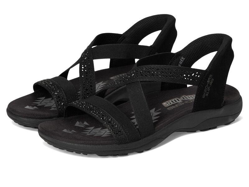 スケッチャーズ レディース シューズ サンダル SKECHERS Reggae Slim - Summer Sparkle Black/Black 黒いこと