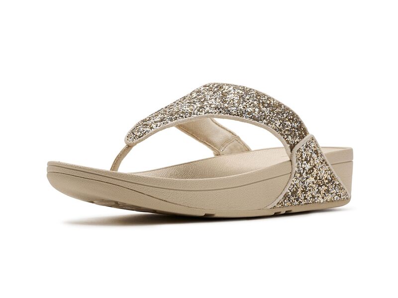 填まるフロップ レディース シューズ サンダル FitFlop Lulu Multi-Tonal Glitter Toe Post Sandals Platino/Silver しろがね色