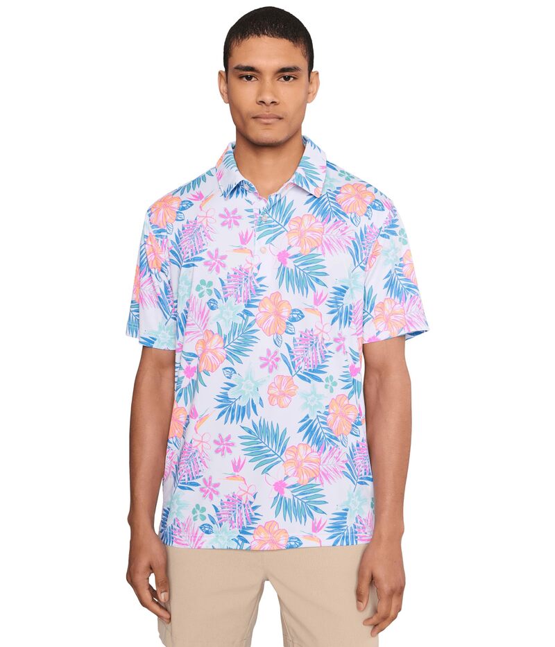 チャビーズ メンズ トップス シャツ Chubbies The Tropic Like Its Hot (performance Polo) Optic White-pattern Base ホワイト｜ReVida 店