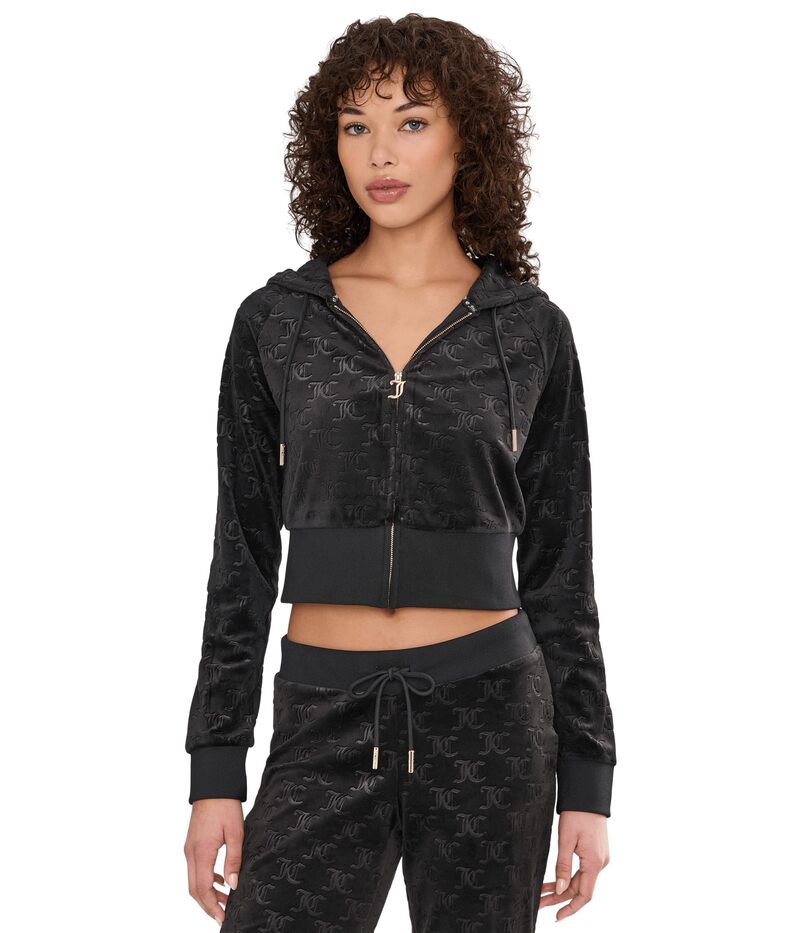 ジューシークチュール レディース アウター パーカー・スウェット Juicy Couture Corset Zip Front Hoodie Liquorice